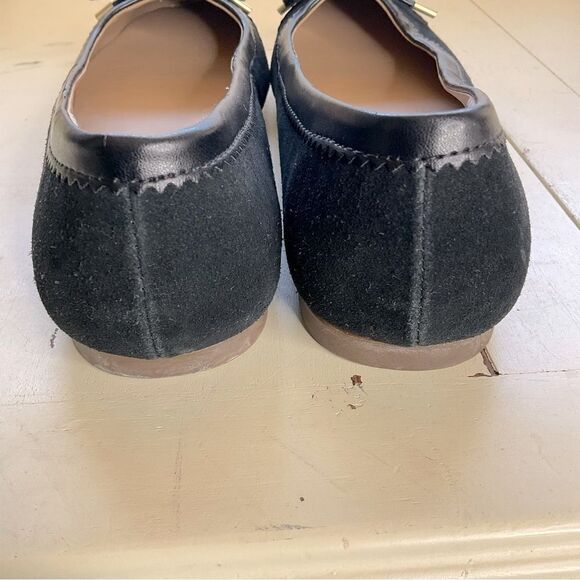 LANDS End Ballet Flats Black Suede and Leather  Size 9B - Picture 5 of 13